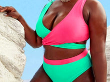 Load image into Gallery viewer, Colorblock Cross Wrap Bikini
